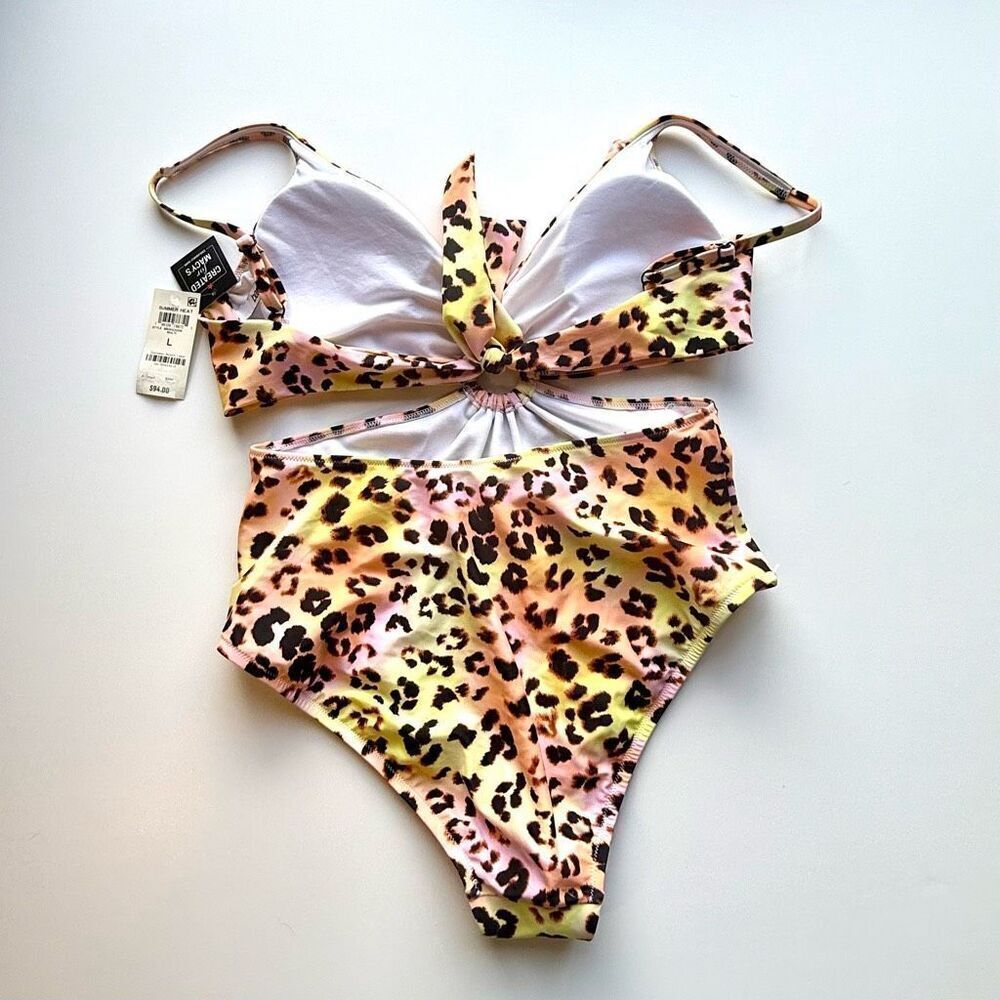 NWT Bar III Women's Animal-Print O-Ring Monokini Swimsuit.  Size L - Picture 7 of 9